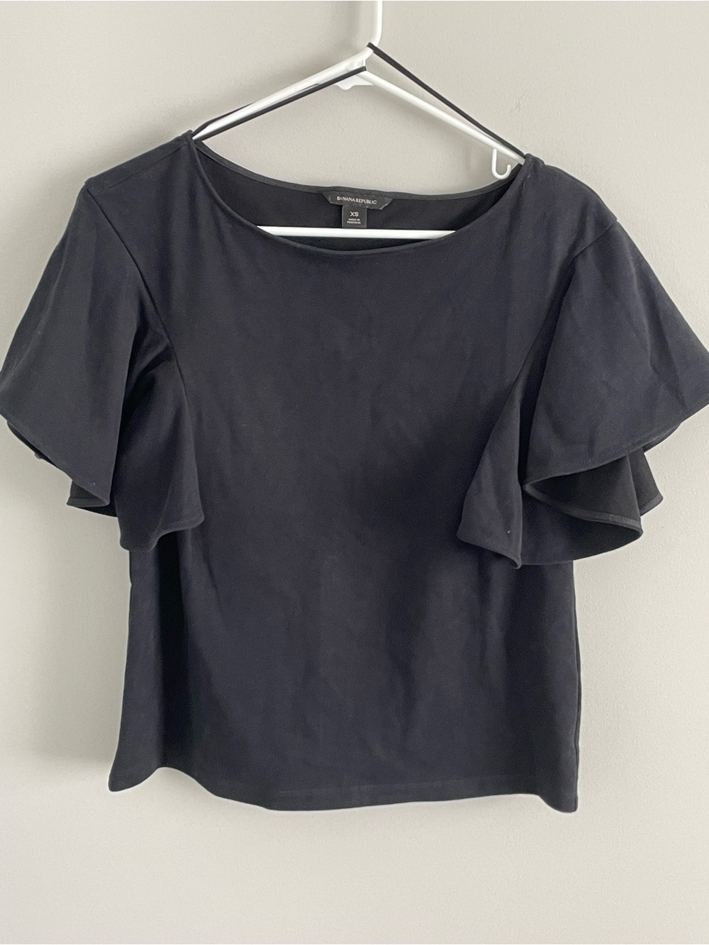 Banana Republic Black Layered Ruffle Sleeve Tee
